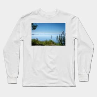 a lone board sailor in the quiet bay in the southern Öresund, on the Swedish side - SUP stand up paddle board Long Sleeve T-Shirt